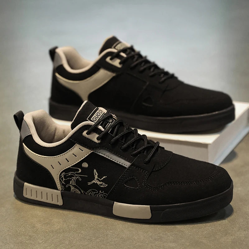Men's easy to wipe clean skate shoes, good grip, low top lace-up sneakers, men's shoes - Melo