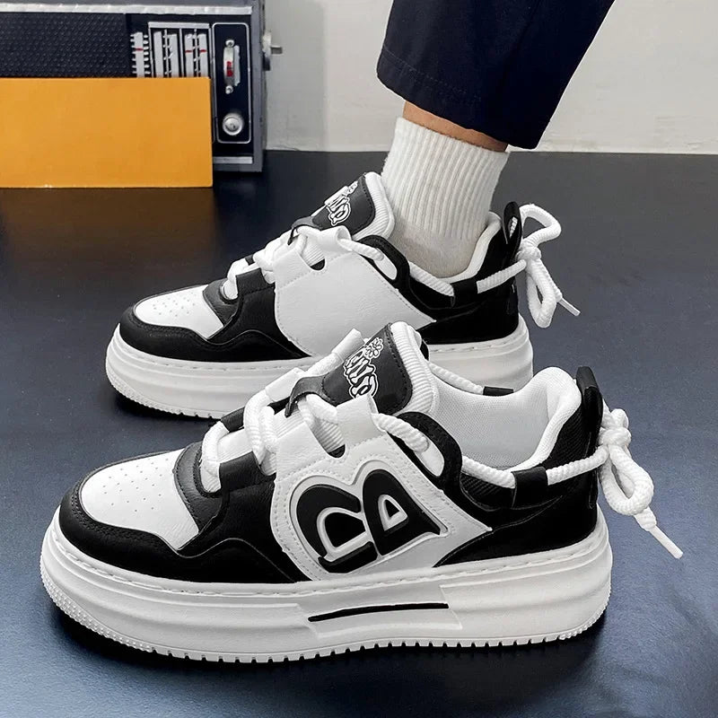 Men's Summer Breathable New 2024 Korean Trendy Versatile Sports Casual Board Shoes Student Increase Small White Trendy Shoes - Melo